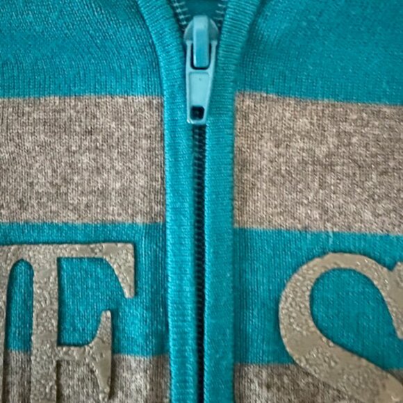 Guess turquoise and gray striped sweater hoodie — Size S/P - Picture 3 of 4